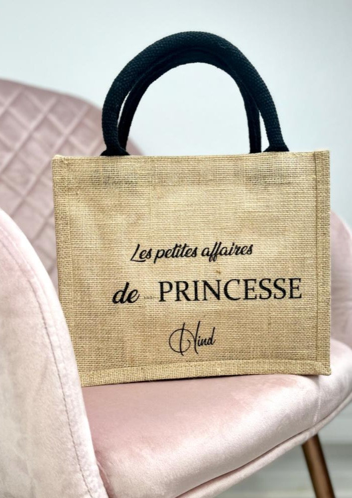 Sac en toile de jute avec anses noires